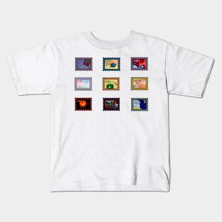 Fanfic Trope Postage Stamps Kids T-Shirt